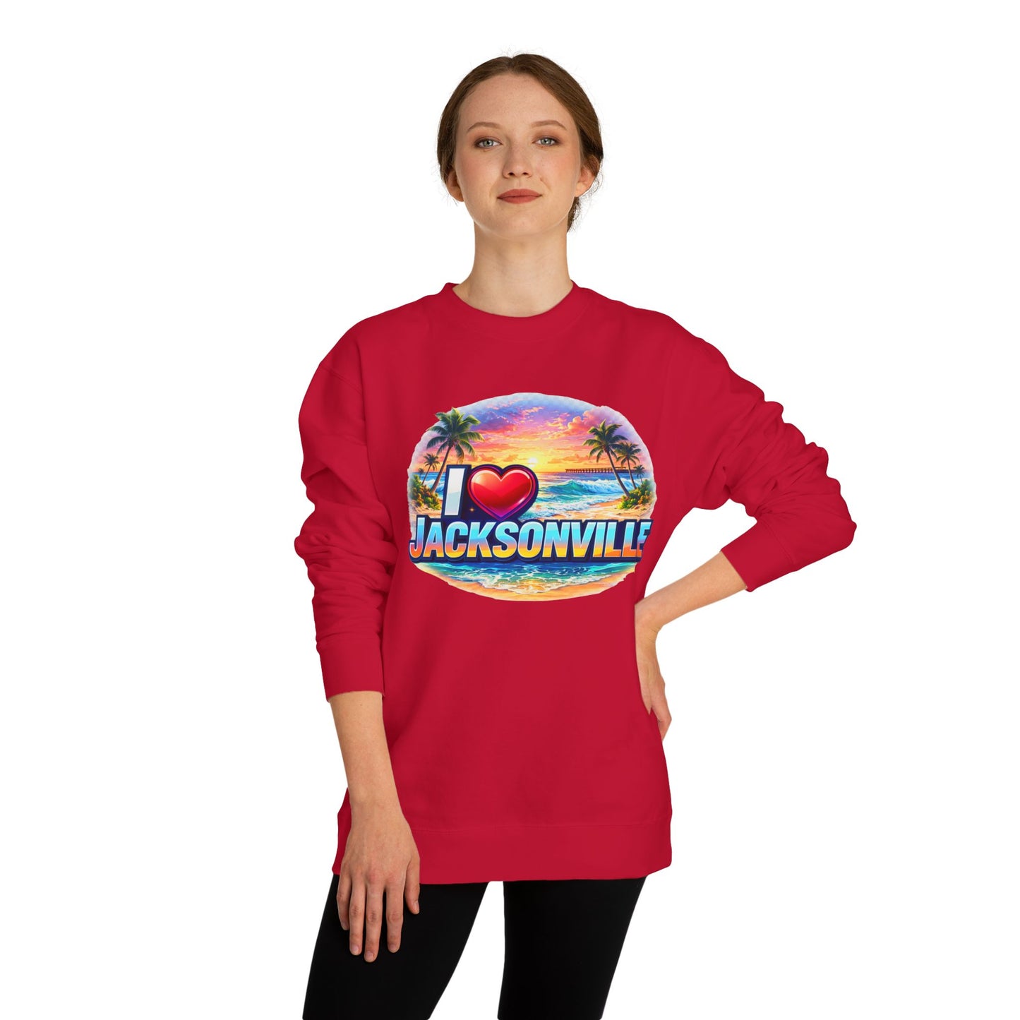 I Love Jacksonville Sweatshirt — Vintage Sunset Beach Crewneck