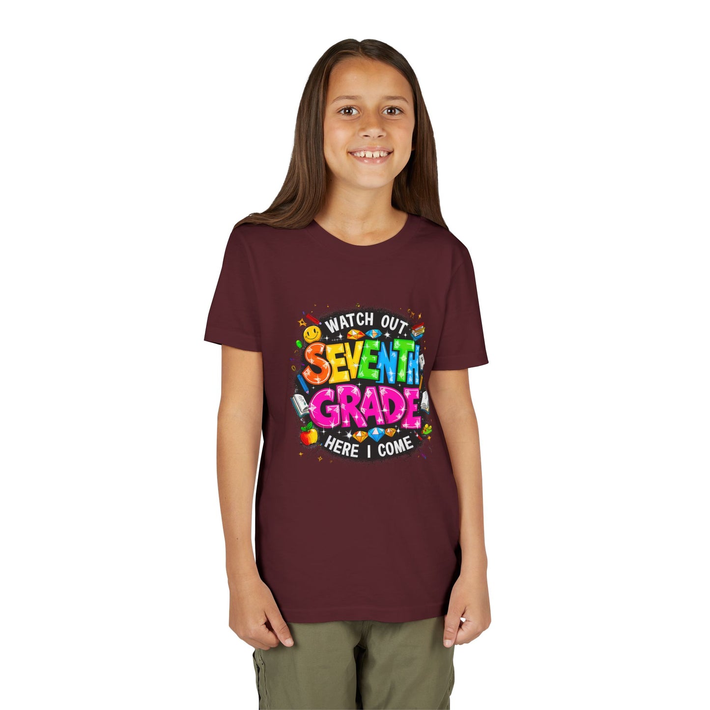 Seventh Grade Kids T-Shirt – “Watch Out Seventh Grade Here I Come” Back-to-School Tee