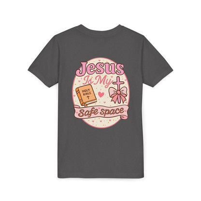 Youth Tee — "Jesus Is My Safe Space" Christian Kids T-Shirt