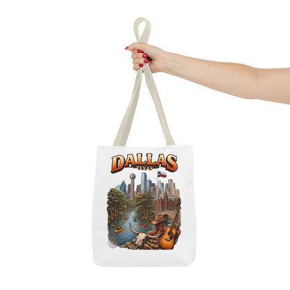 Dallas Texas Scenic Tote Bag – City Skyline & Guitar Souvenir Tote
