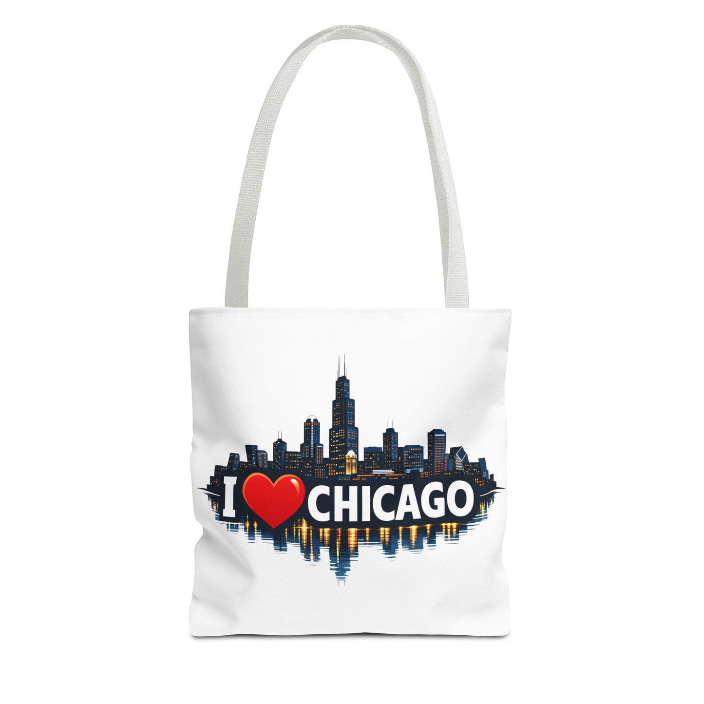 I  Chicago Skyline Tote Bag — Cityscape Reversible All-Over Print Tote