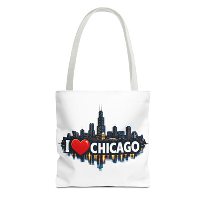 I  Chicago Skyline Tote Bag — Cityscape Reversible All-Over Print Tote