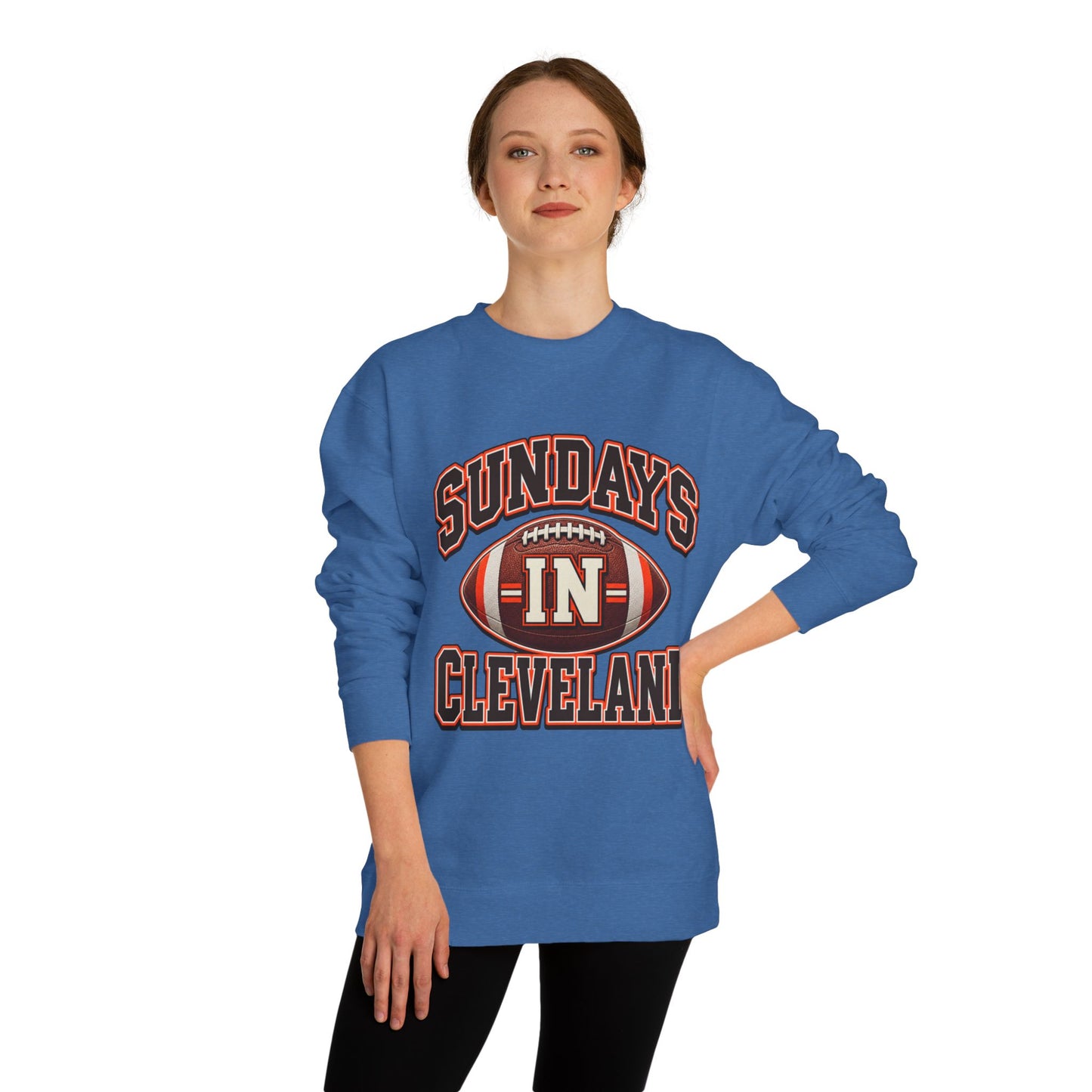 Sundays in Cleveland Football Crewneck Sweatshirt