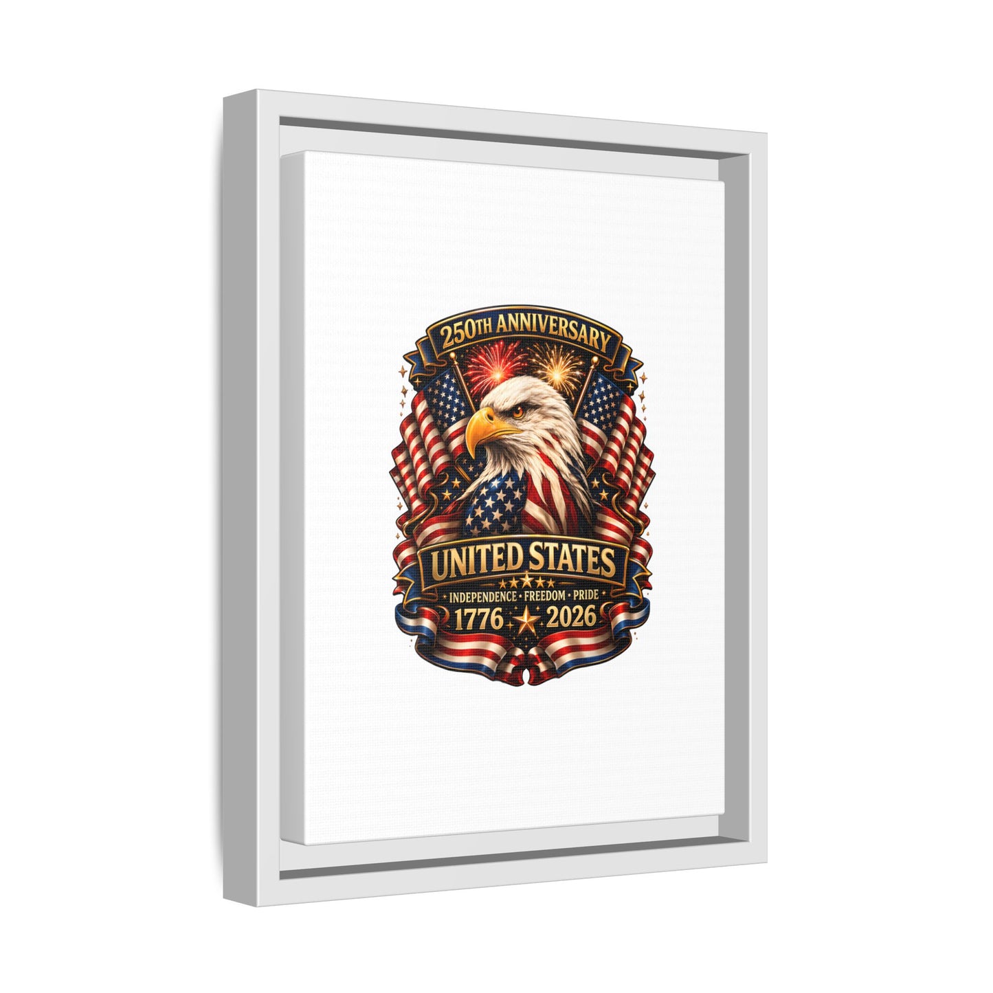 Patriotic Eagle 250th Anniversary Framed Canvas Print — United States 1776–2026
