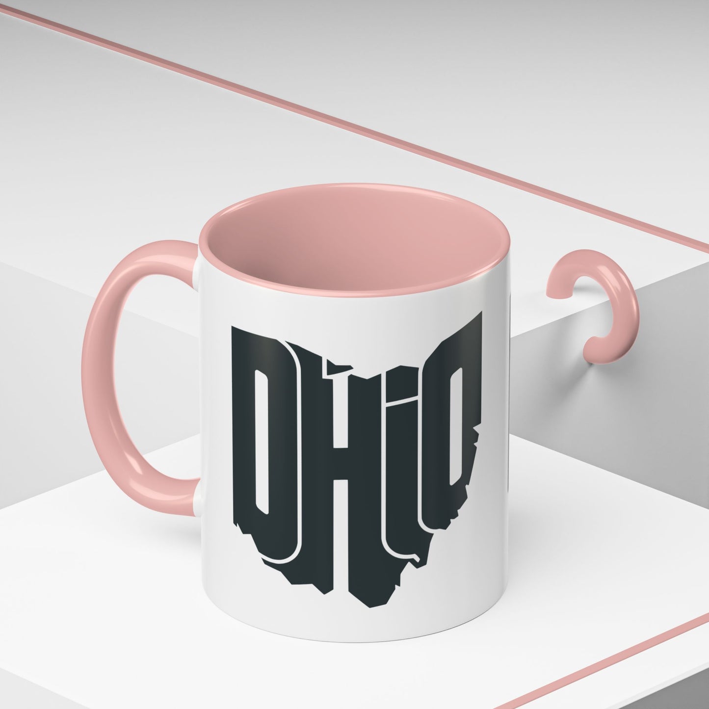 Ohio State Outline Accent Coffee Mug – Black Handle & Interior