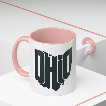 Ohio State Outline Accent Coffee Mug – Black Handle & Interior