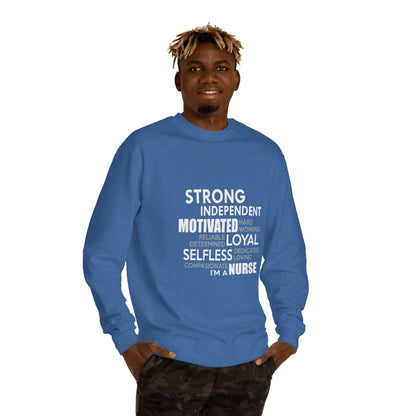 Nurse Word Cloud Sweatshirt — Strong Independent Motivated Loyal Selfless