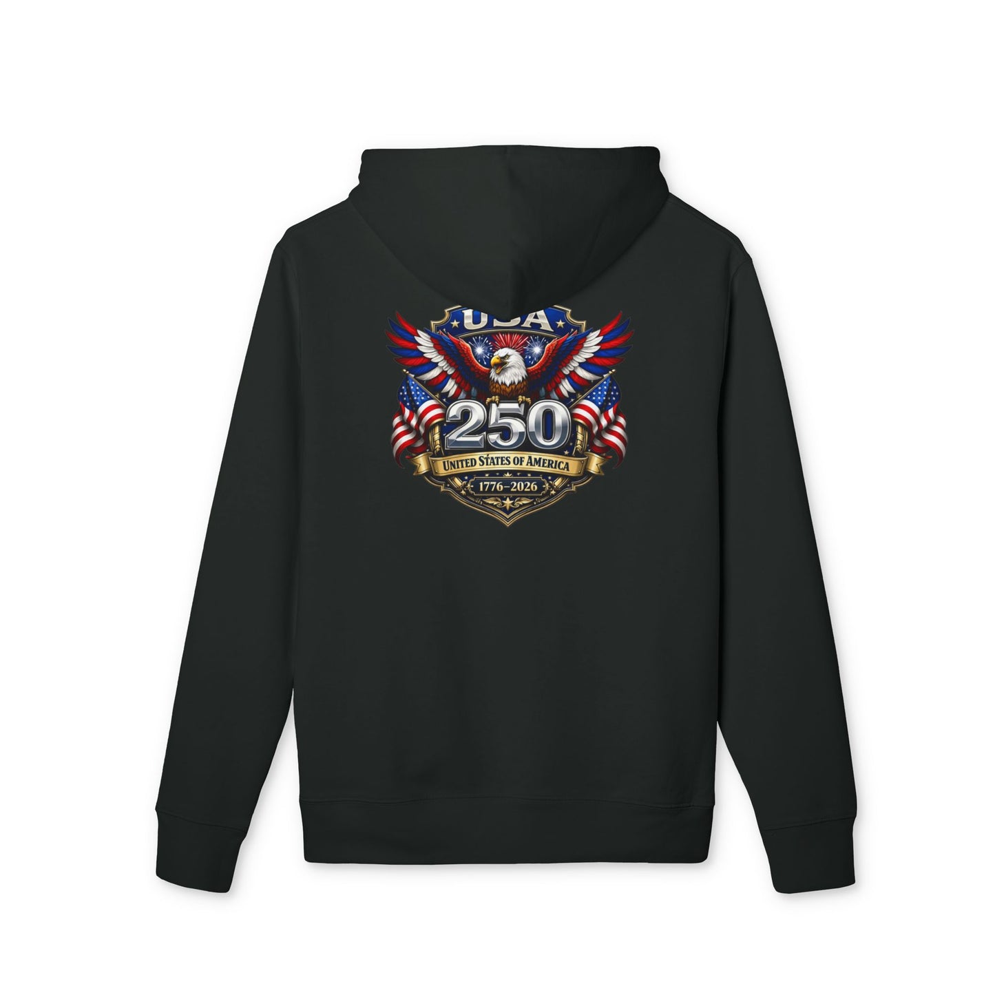 Patriotic USA 250th Anniversary Hoodie — Eagle Flag Emblem