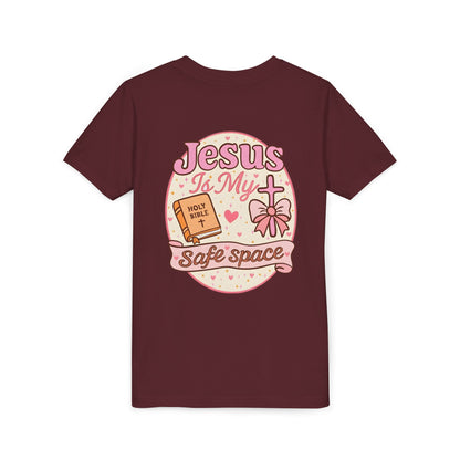 Youth Tee — "Jesus Is My Safe Space" Christian Kids T-Shirt