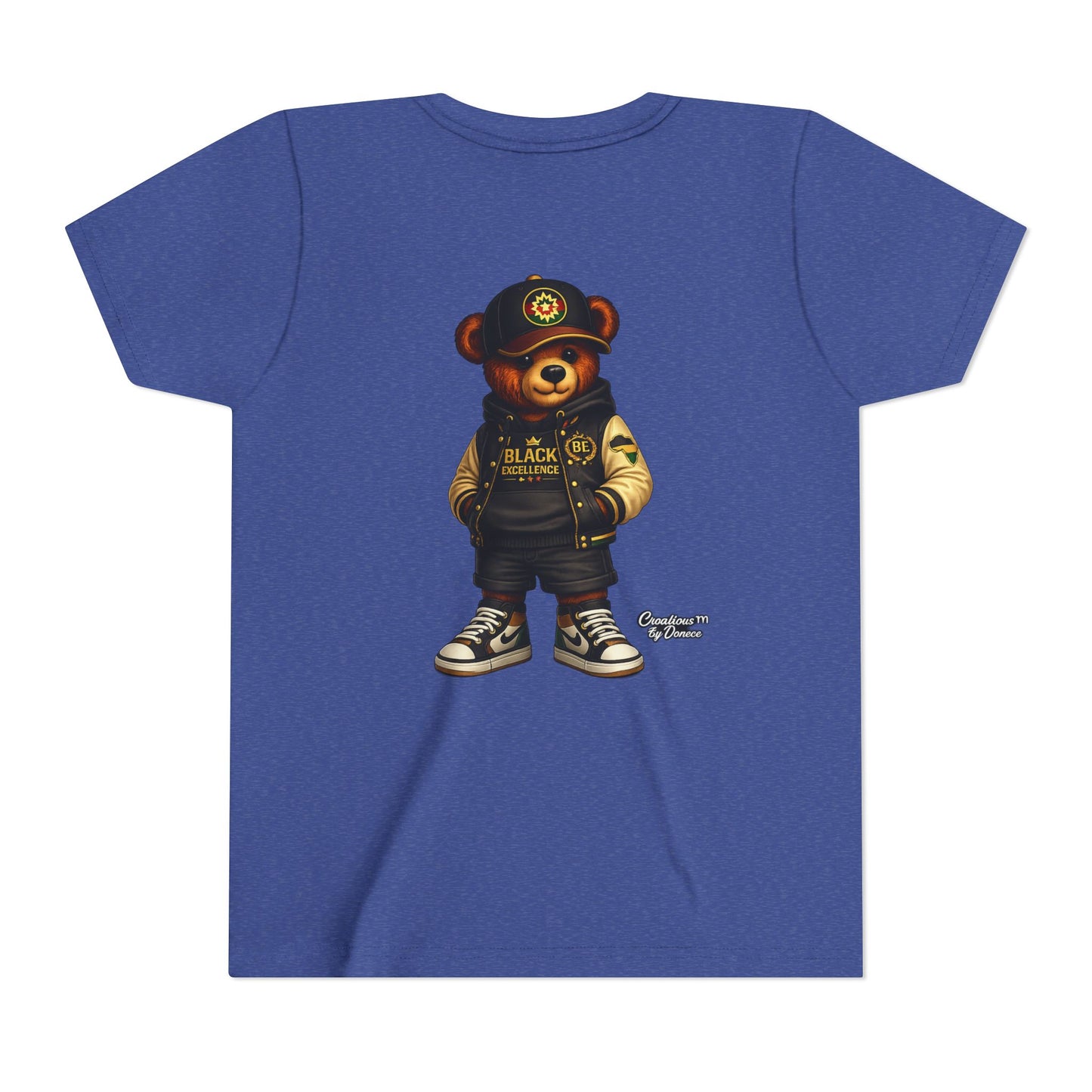 Youth Tee — Streetwear Teddy Bear Graphic (Black Varsity)