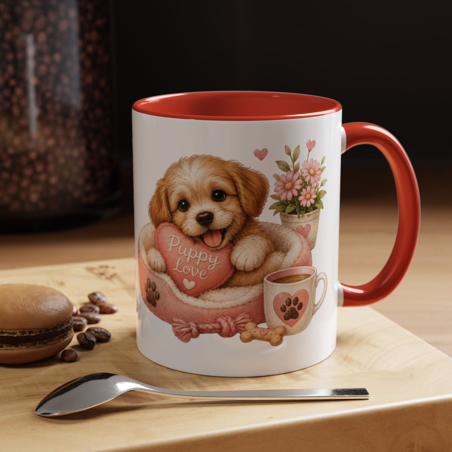 Puppy Love Coffee Mug — Cute Dog Heart Accent Mug (11/15oz)