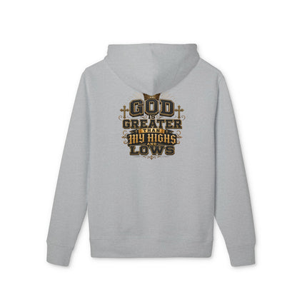 Christian Hoodie — "God Greater Than My Highs & Lows" Faith Graphic Pullover