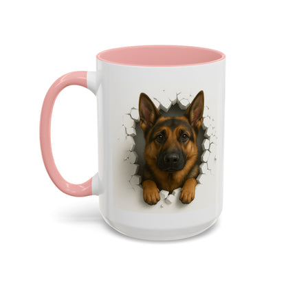 German Shepherd Coffee Mug — "Peek-a-Buddy" Accent Dog Mug (11/15oz)