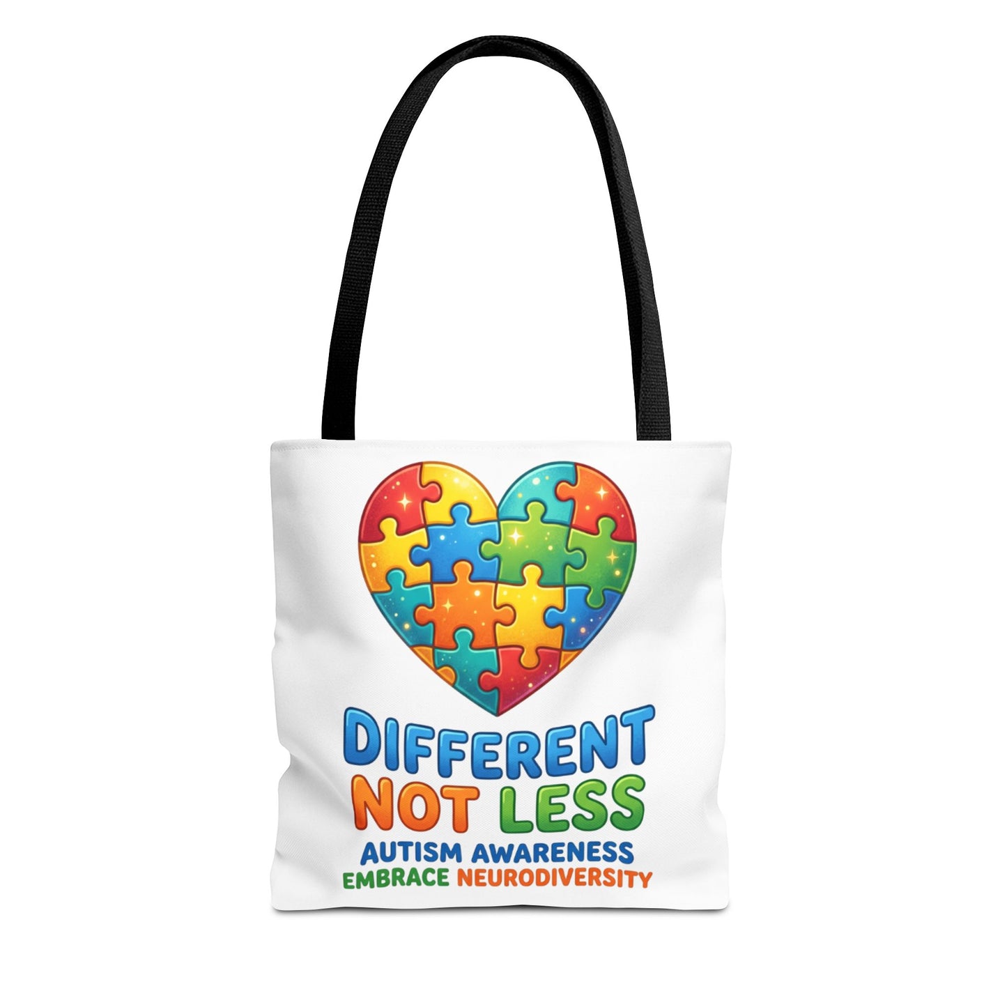 Autism Awareness Tote — "Different Not Less" Puzzle Heart