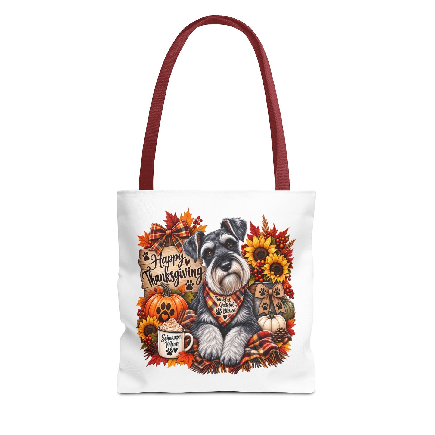 Thanksgiving Schnauzer Tote Bag — Happy Thanksgiving Fall Harvest Design