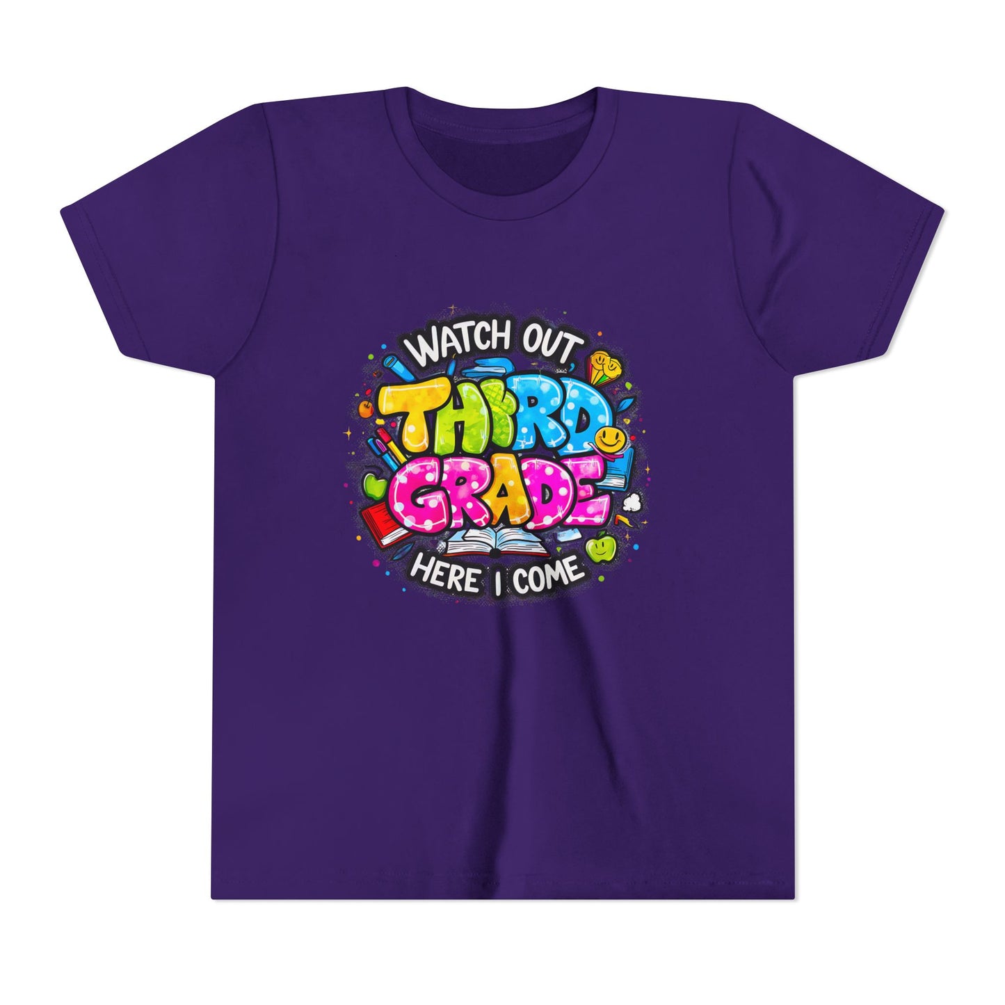 Third Grade Kids T‑Shirt — "Watch Out Third Grade Here I Come" Back-to-School Tee