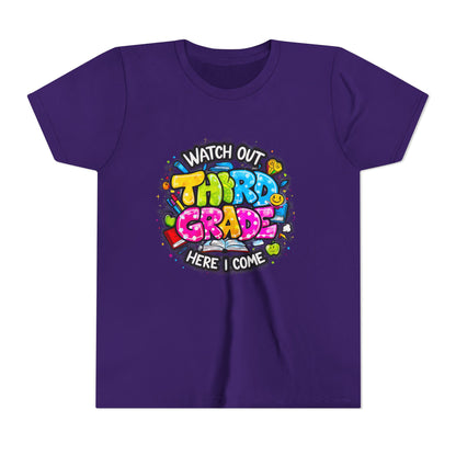 Third Grade Kids T‑Shirt — "Watch Out Third Grade Here I Come" Back-to-School Tee