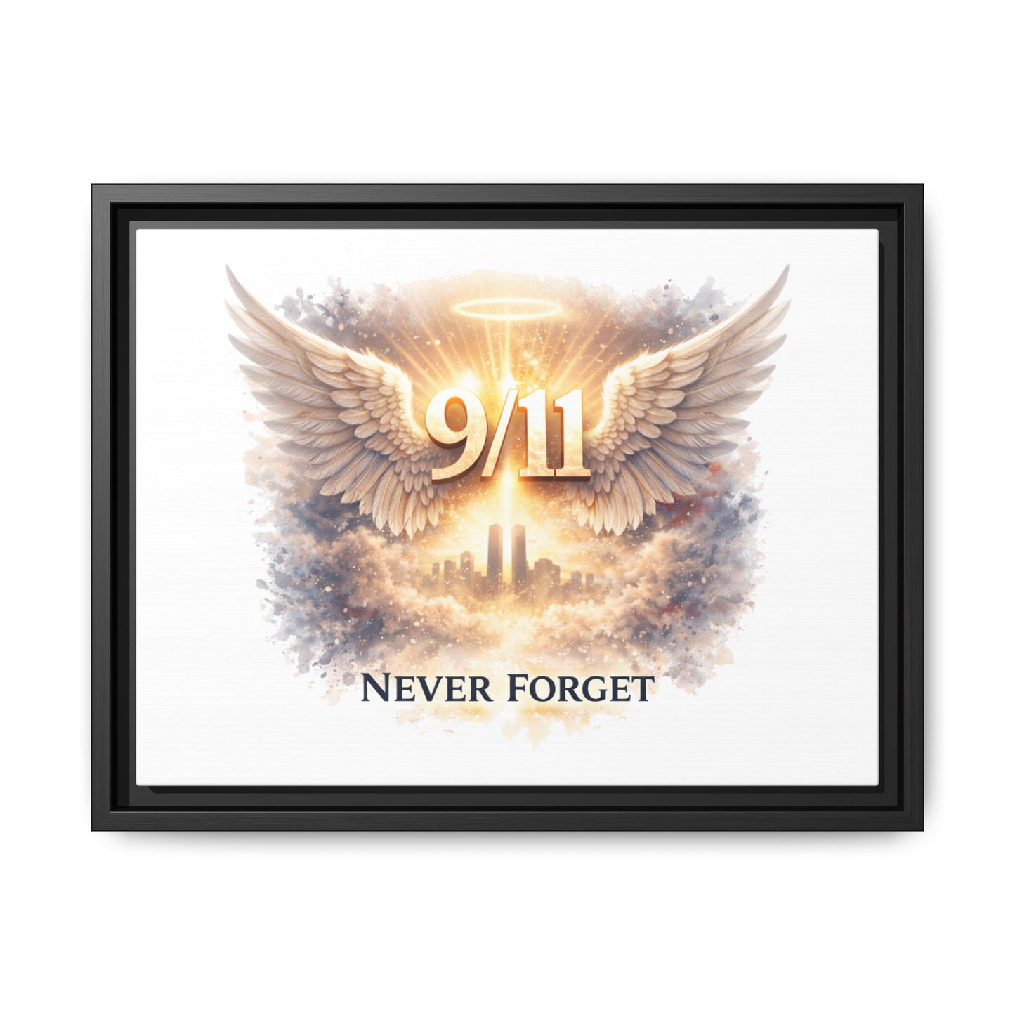 9/11 Memorial Matte Canvas Print — "Never Forget" Framed Wall Art