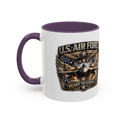 U.S. Air Force Accent Coffee Mug — "Ready to Strike" Military Aviation Gift