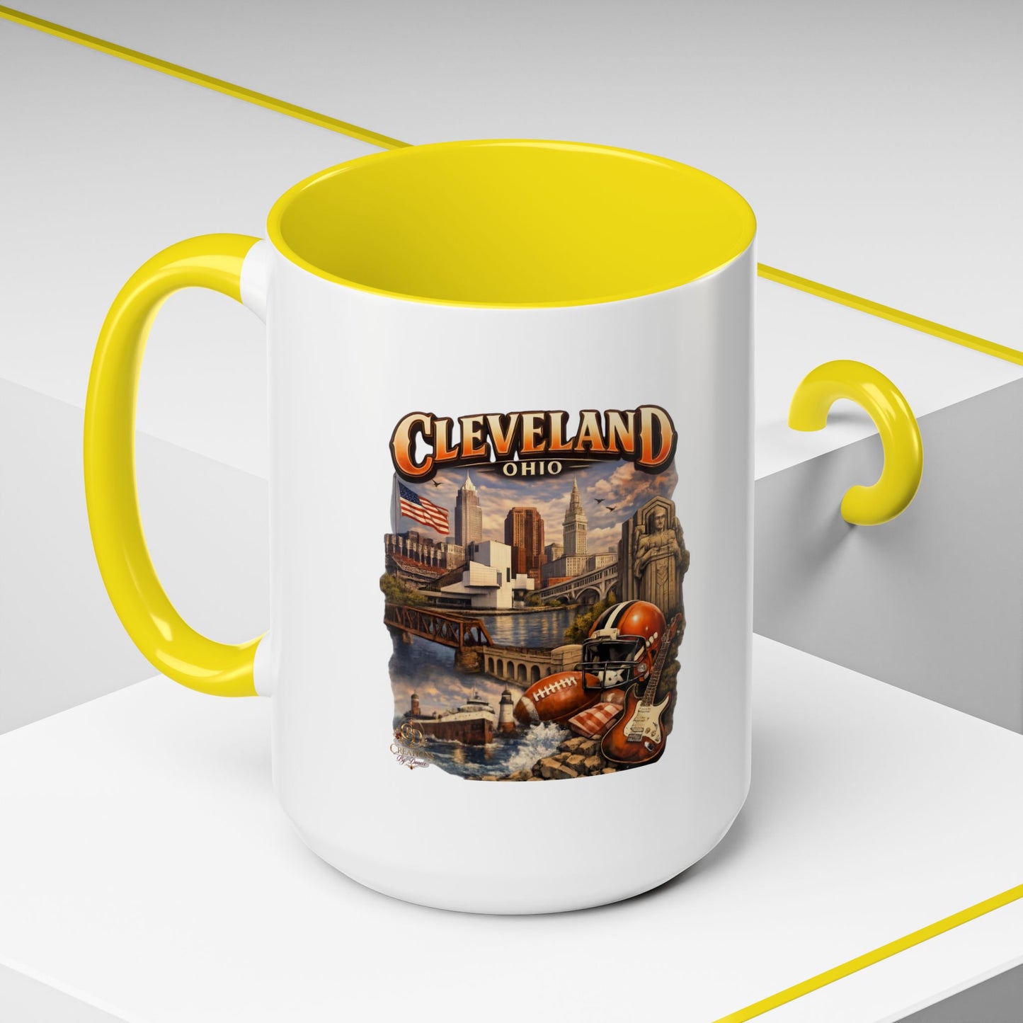 Cleveland Ohio Vintage Football Accent Coffee Mug (11/15oz)