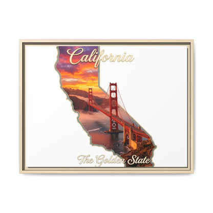 California Golden Gate Map Matte Canvas Print (Framed)