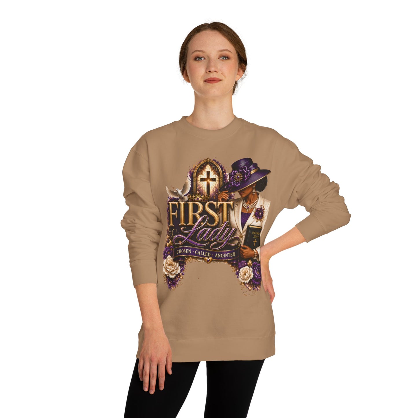 First Lady Church Sweatshirt – Christian Women’s Faith Graphic Crewneck