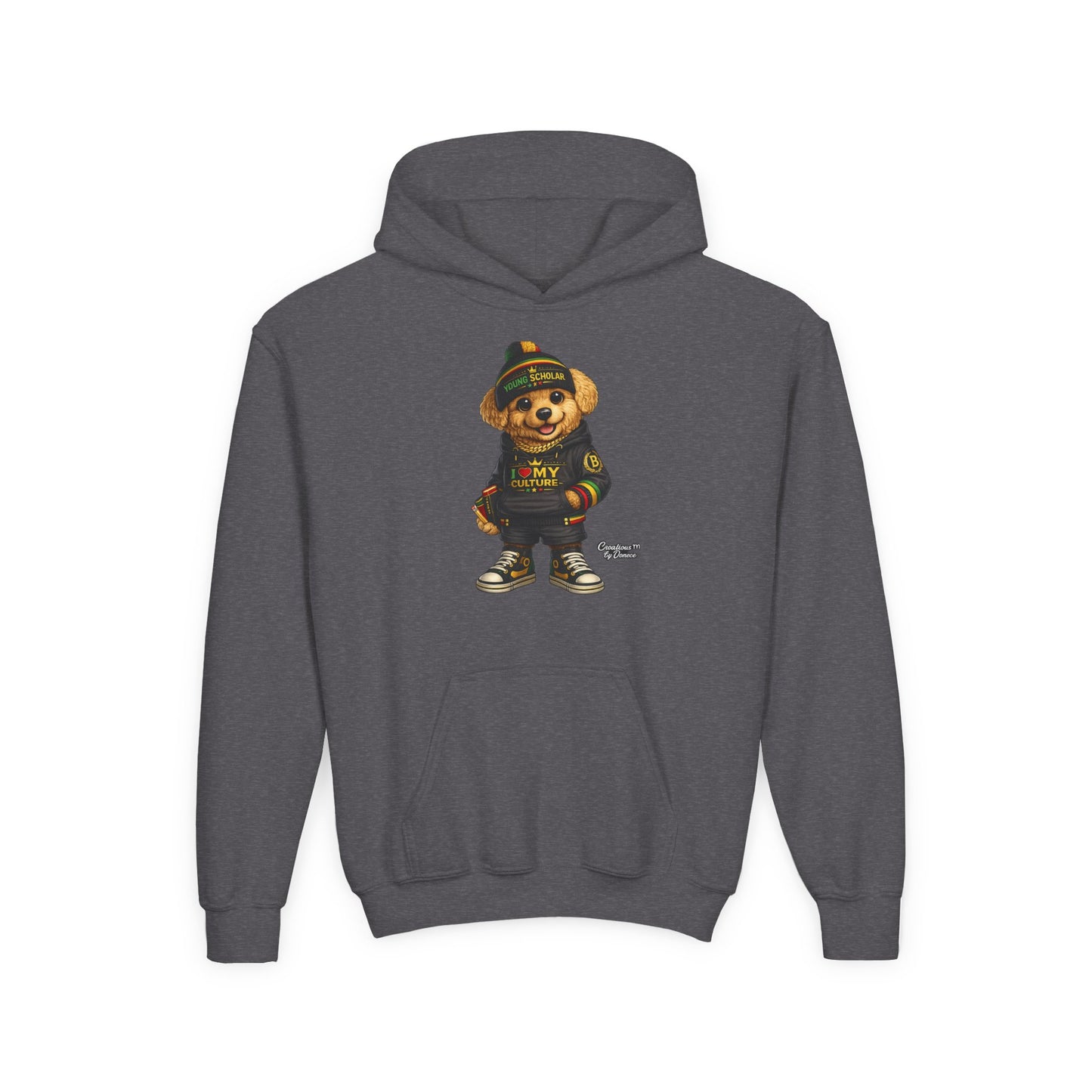 Kids Teddy Bear Hoodie — 'I Love My Culture' Streetwear Youth Sweatshirt