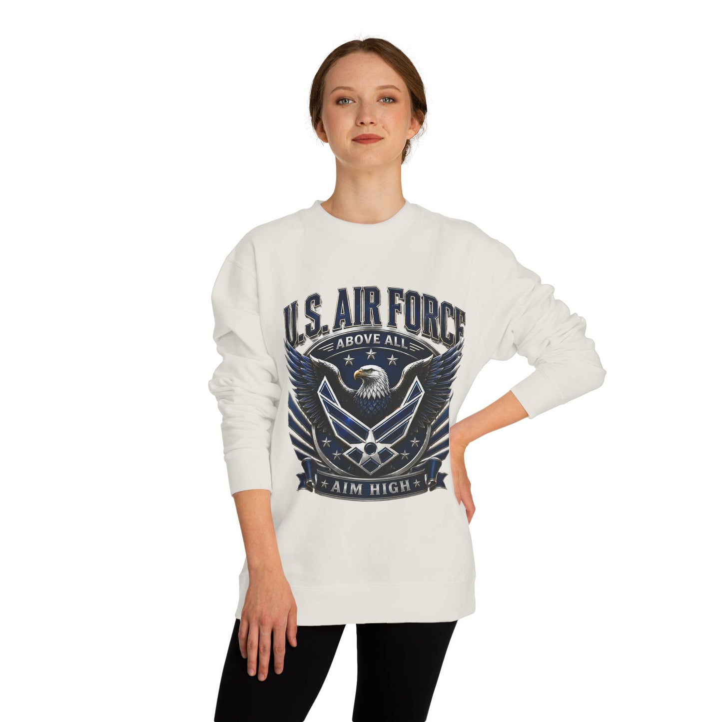 U.S. Air Force Crewneck Sweatshirt — "Above All, Aim High" Graphic
