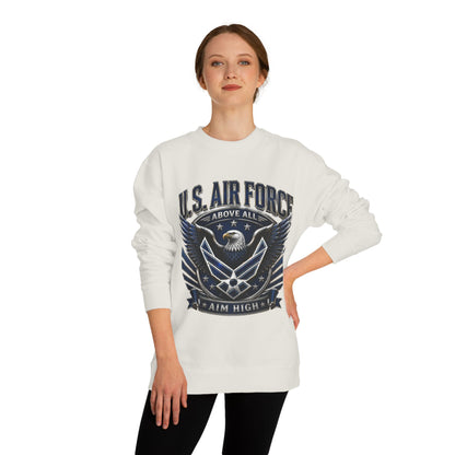 U.S. Air Force Crewneck Sweatshirt — "Above All, Aim High" Graphic