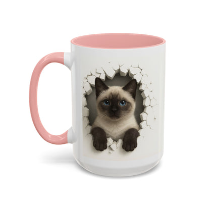 Siamese Cat Peeking Accent Coffee Mug (11/15oz)