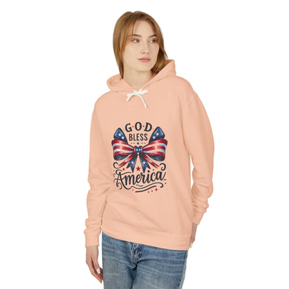 God Bless America Patriotic Hoodie – American Flag Bow Fourth of July Sweatshirt