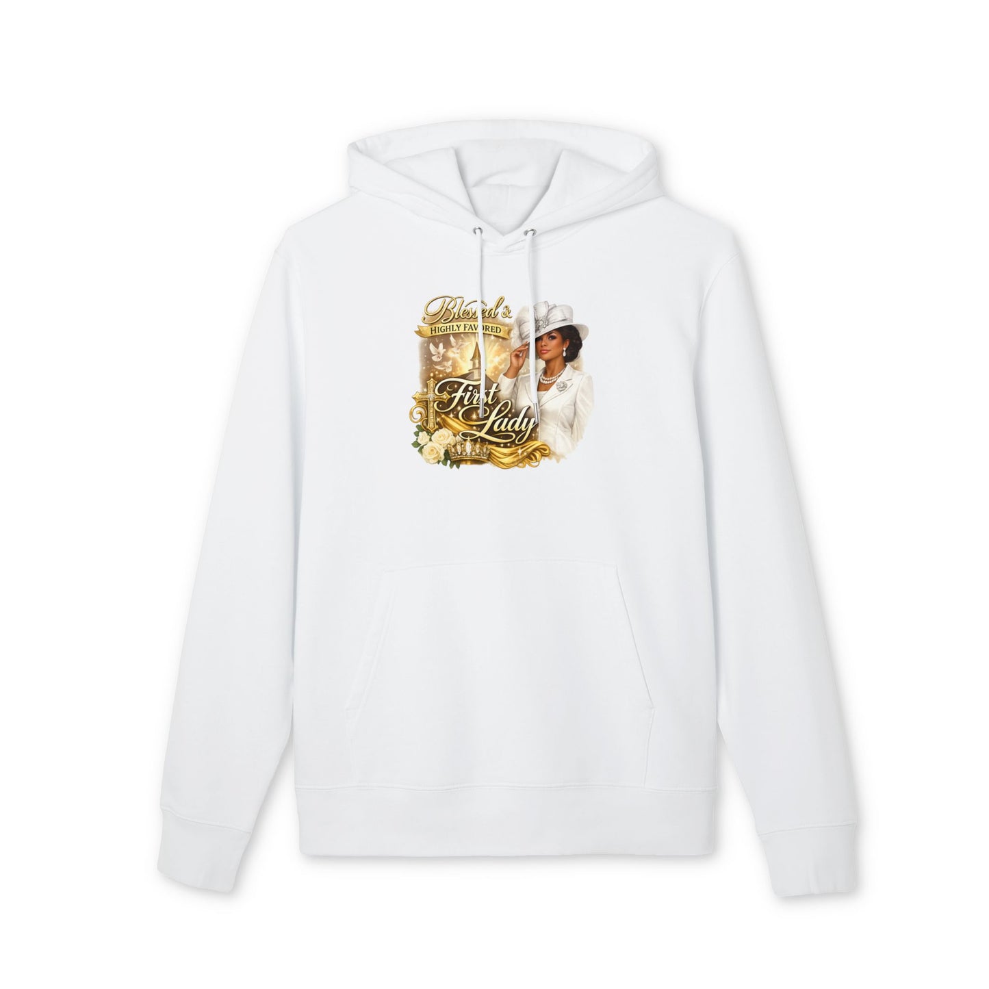 First Lady Portrait Hoodie — Elegant Gold Rose Graphic