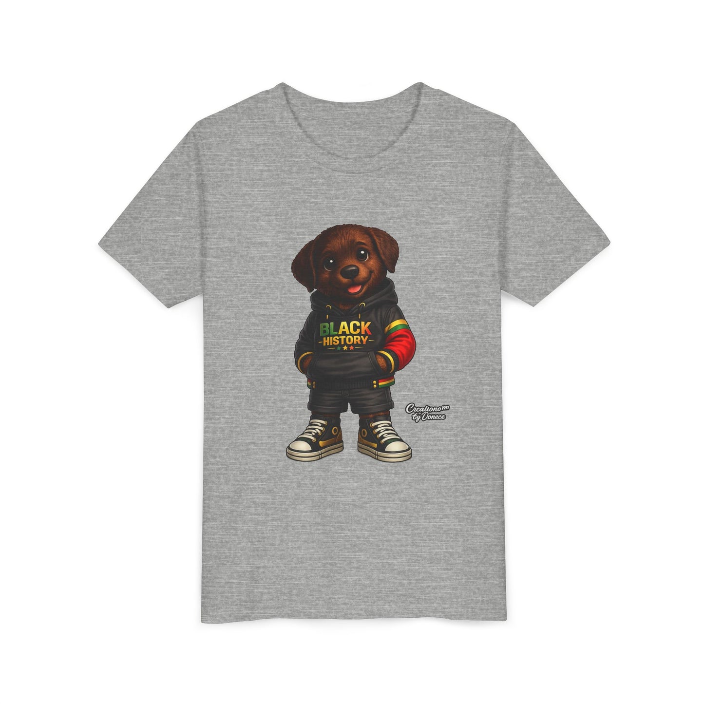 Youth Tee — Cute Puppy 'Black History' Graphic Shirt