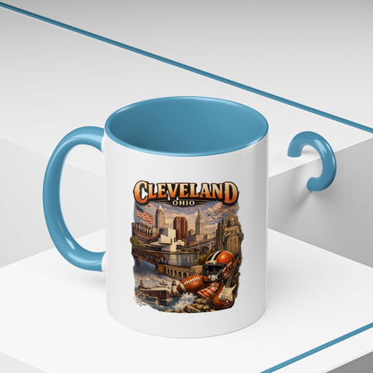 Cleveland Ohio Vintage Football Accent Coffee Mug (11/15oz)