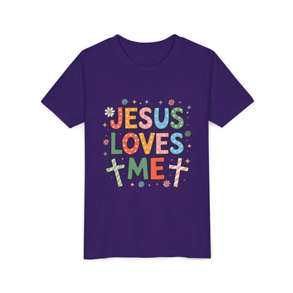 Youth Tee — "Jesus Loves Me" Colorful Christian Kids T-Shirt