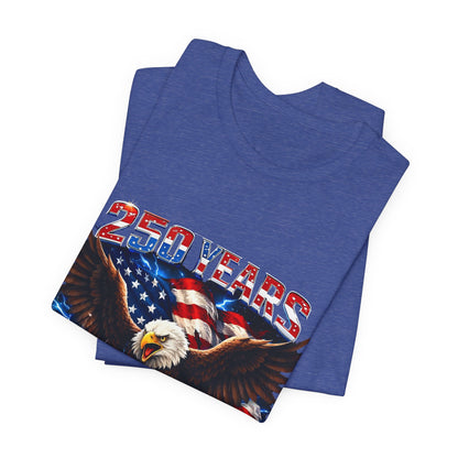 250 Years Bald Eagle American Flag T-Shirt — 1776–2026 Patriotic Tee