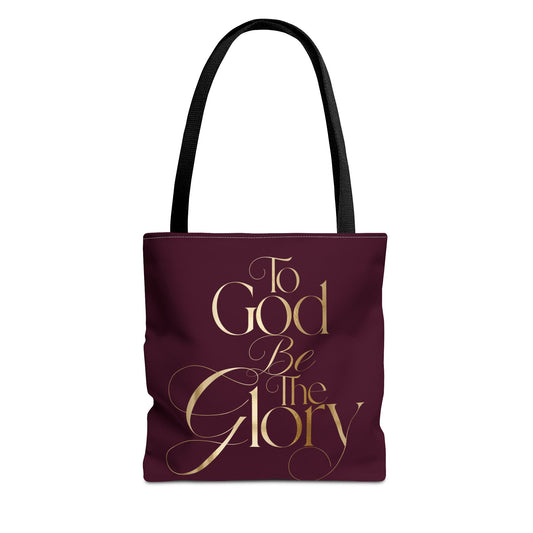 To God Be The Glory Burgundy Tote Bag — Inspirational Christian Scripture Tote