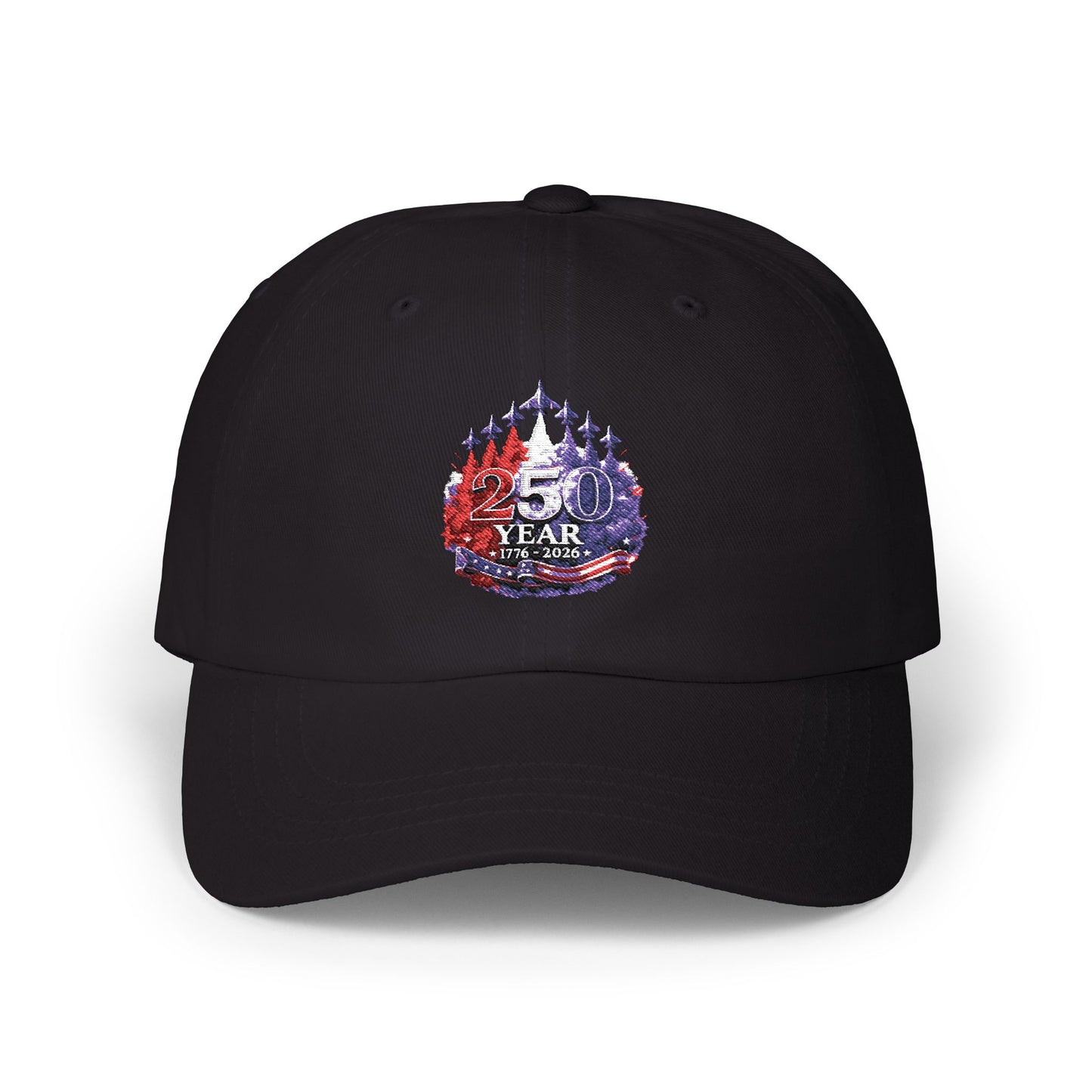 25 Year Anniversary Dad Cap – Patriotic Crest Embroidered White Baseball Hat