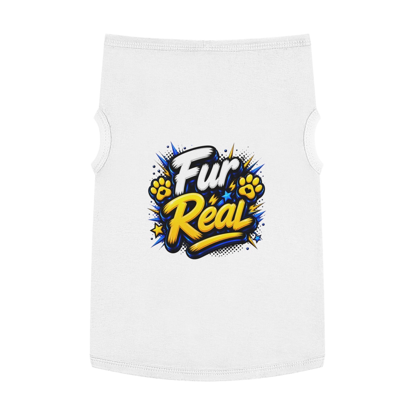 Pet Tank Top - "Fur Real" Graphic Dog & Cat Shirt, Funny Paw Print Pet Tee for Small Dogs & Cats