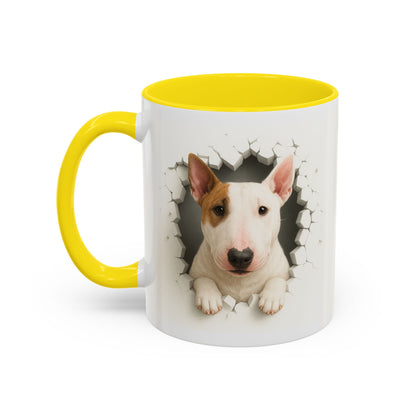 Bull Terrier Coffee Mug — Cute Dog Peeking Accent Mug (11/15oz)