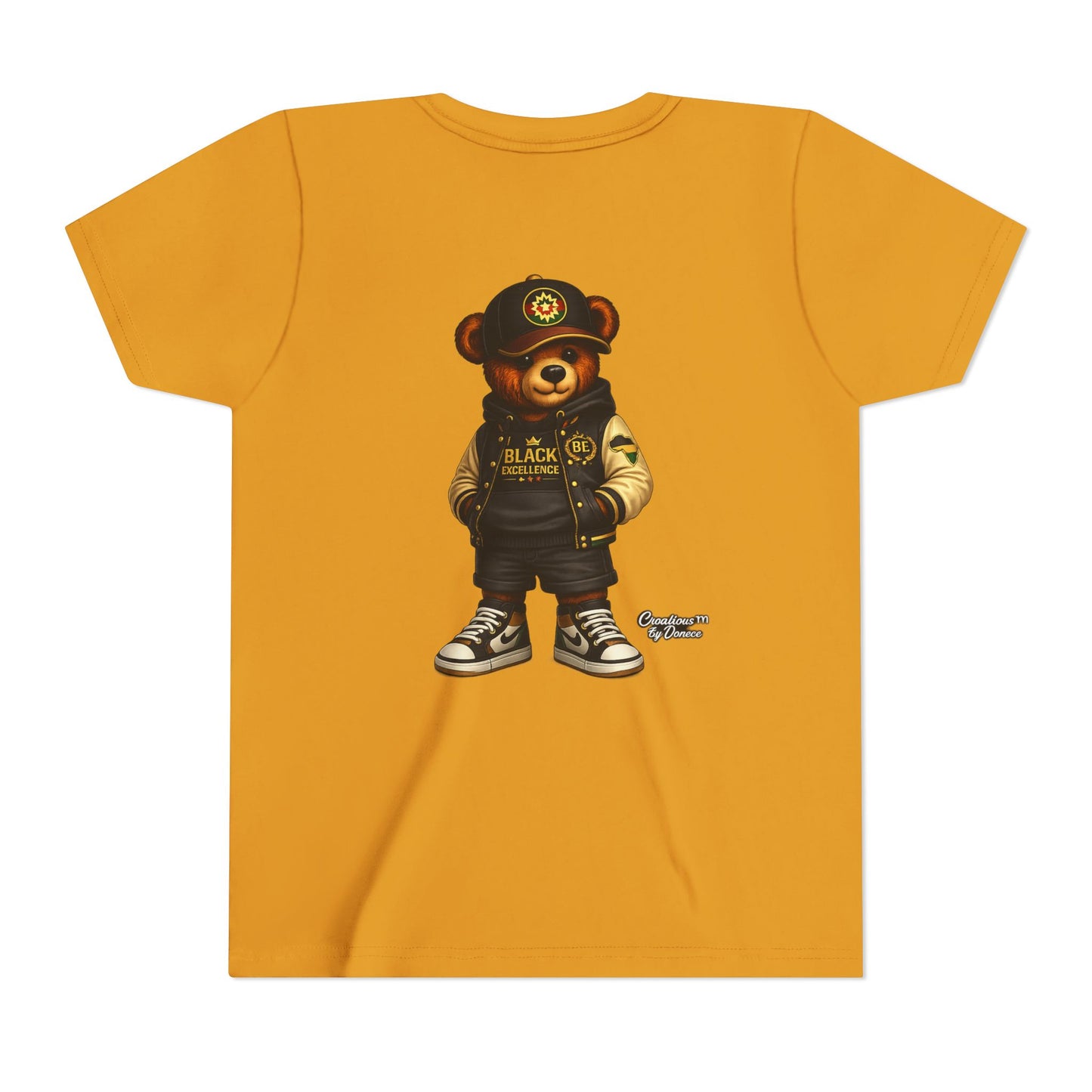 Youth Tee — Streetwear Teddy Bear Graphic (Black Varsity)