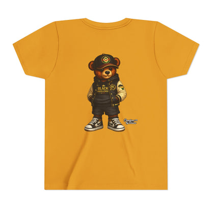 Youth Tee — Streetwear Teddy Bear Graphic (Black Varsity)