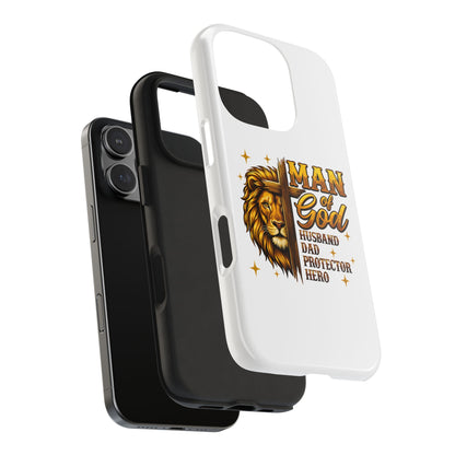 Man of God Lion Phone Case — ‘Man of God’ Christian Protector Dad Gift
