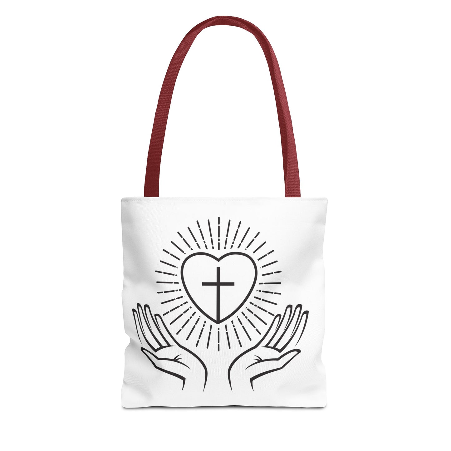 Christian Prayer Tote Bag — Heart & Cross Design