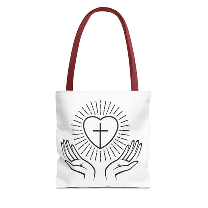 Christian Prayer Tote Bag — Heart & Cross Design