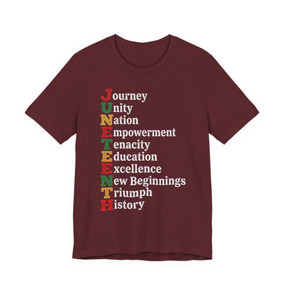 Juneteenth Acrostic T-Shirt — Juneteenth Journey Unity Nation Empowerment Tee