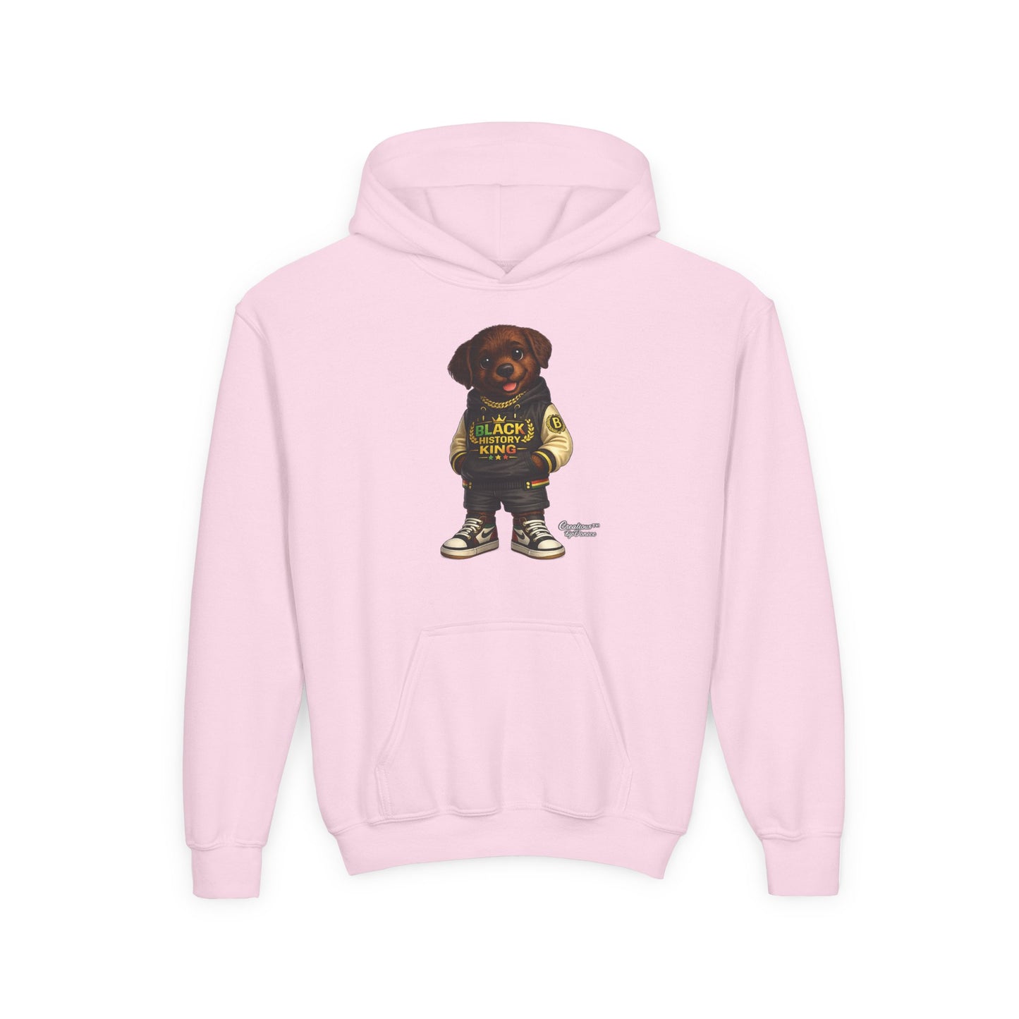 Youth Hoodie — 'Black History Kid' Puppy Graphic Sweatshirt