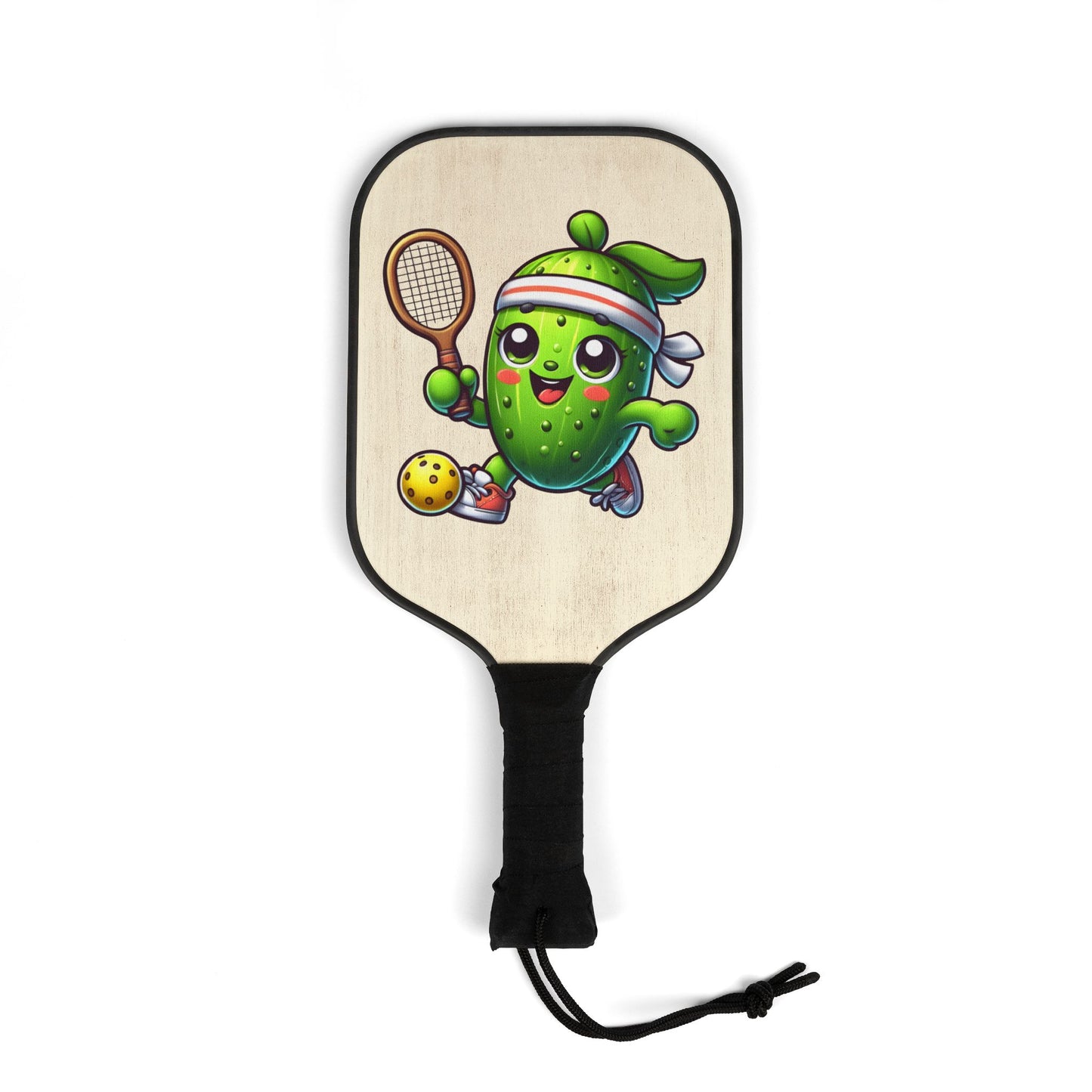 Pickleball Paddle Set — Cute Pickle Character Design with 2 Balls