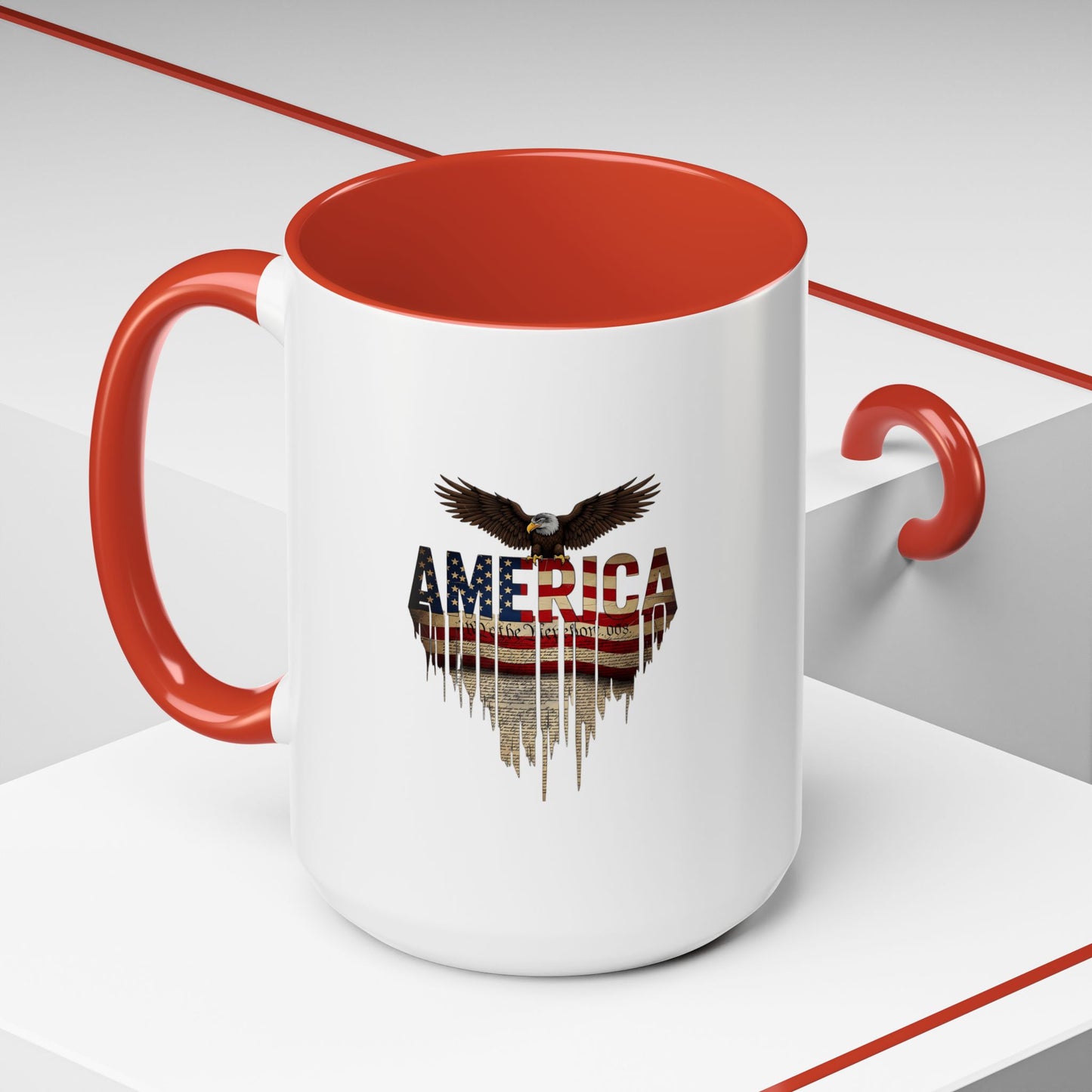 America Eagle Flag Accent Coffee Mug – Patriotic 11/15oz Ceramic