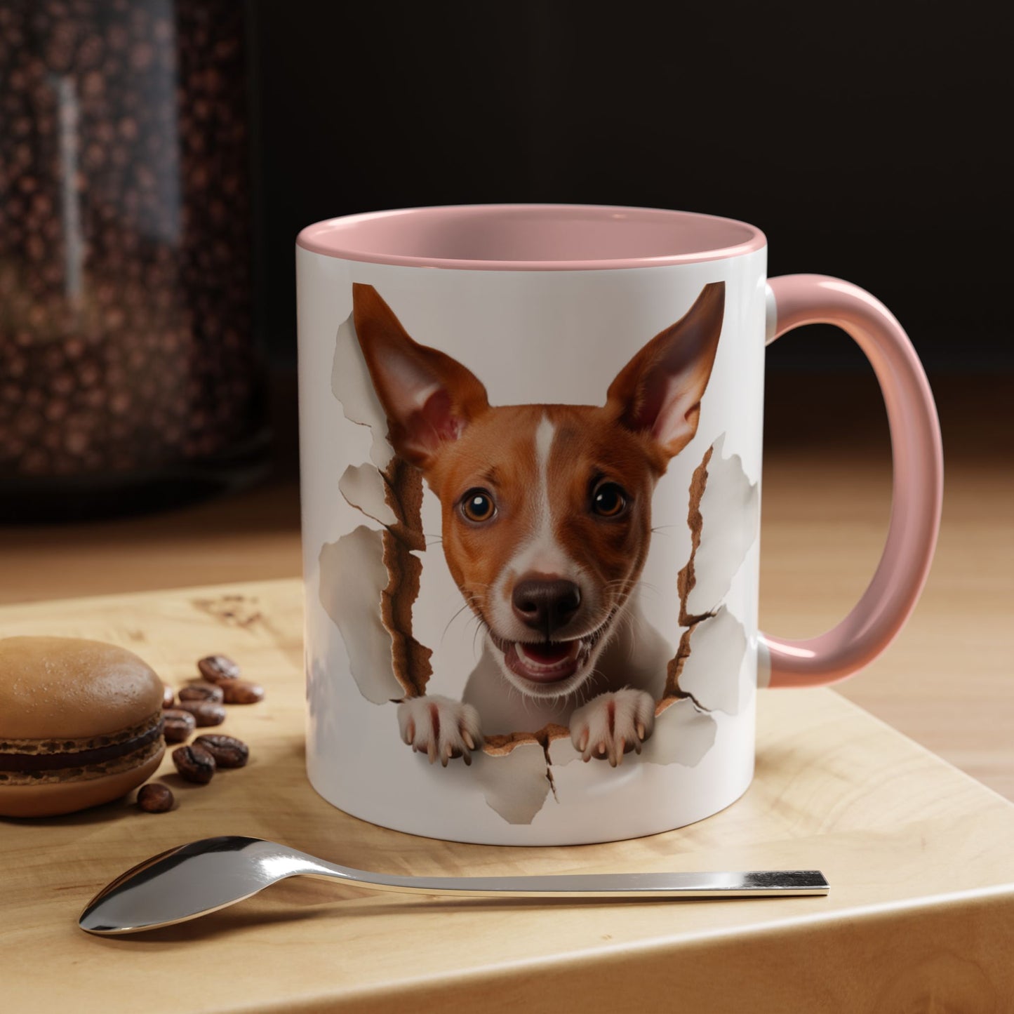Basenji Puppy Peeking Accent Coffee Mug — Cute Dog Lover Gift (11/15 oz)
